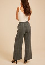 Plaid Pull On Wide Leg Pant, C1770, small