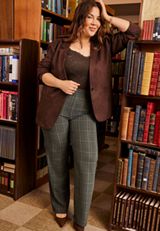 Plus Size Plaid Pull On Wide Leg Pant, C1770, small