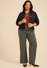 Plus Size Plaid Pull On Wide Leg Pant, C1770, small