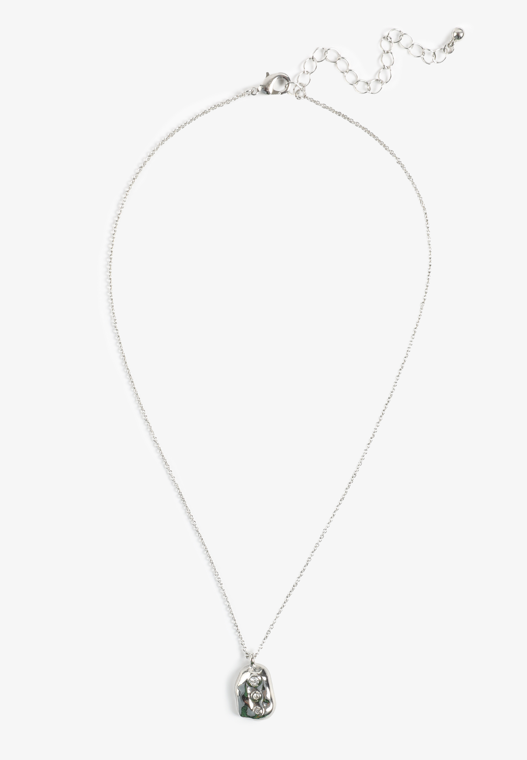 Silver Sculpted Pendant Necklace, C431, large