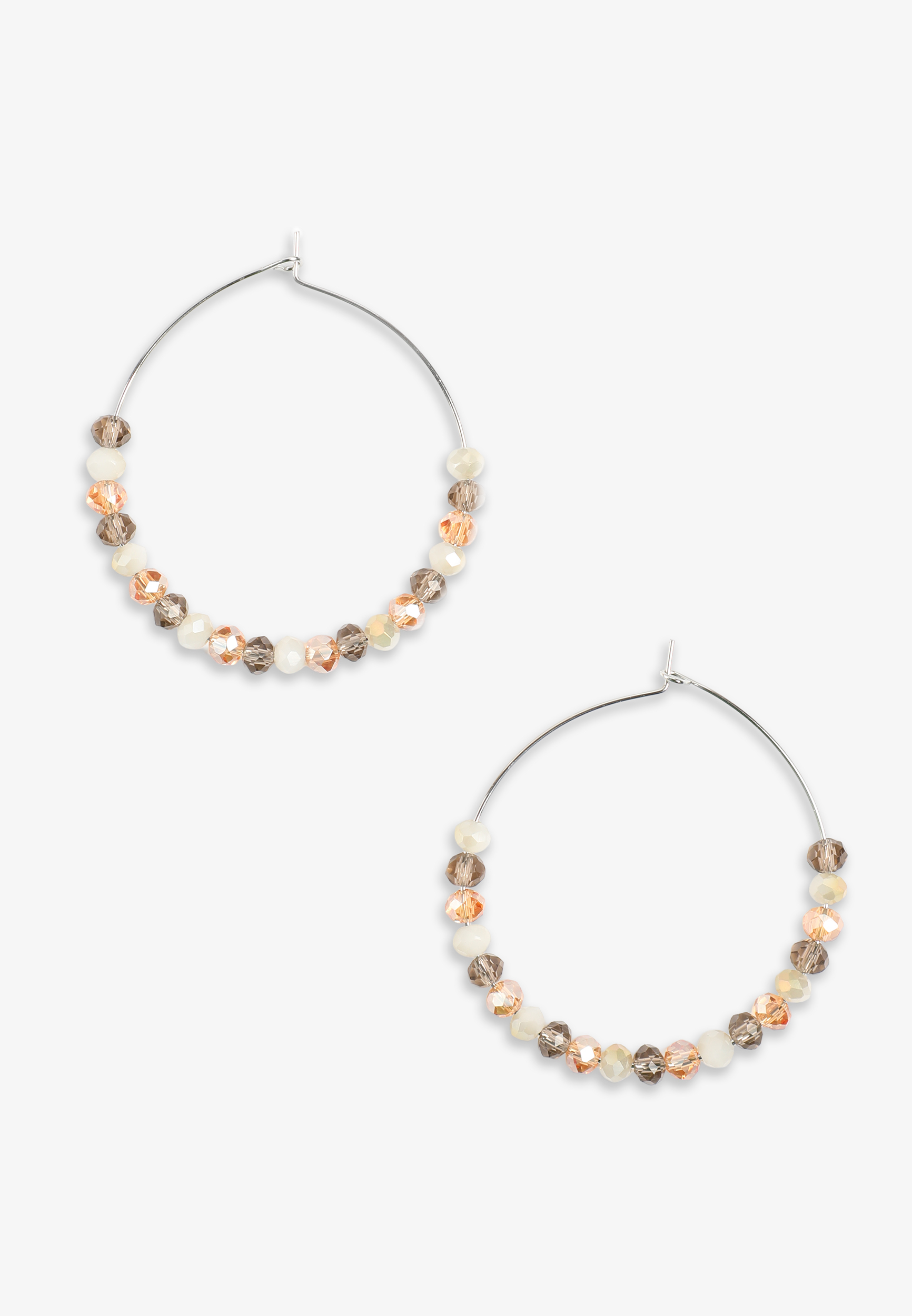 Neutral Beaded Hoop Earrings