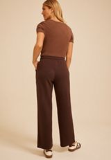 High Rise Drop Needle Cloud Scuba Wide Leg Pant, COFFEE BEAN, small