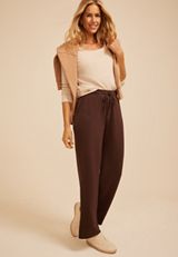 High Rise Drop Needle Cloud Scuba Wide Leg Pant, COFFEE BEAN, small