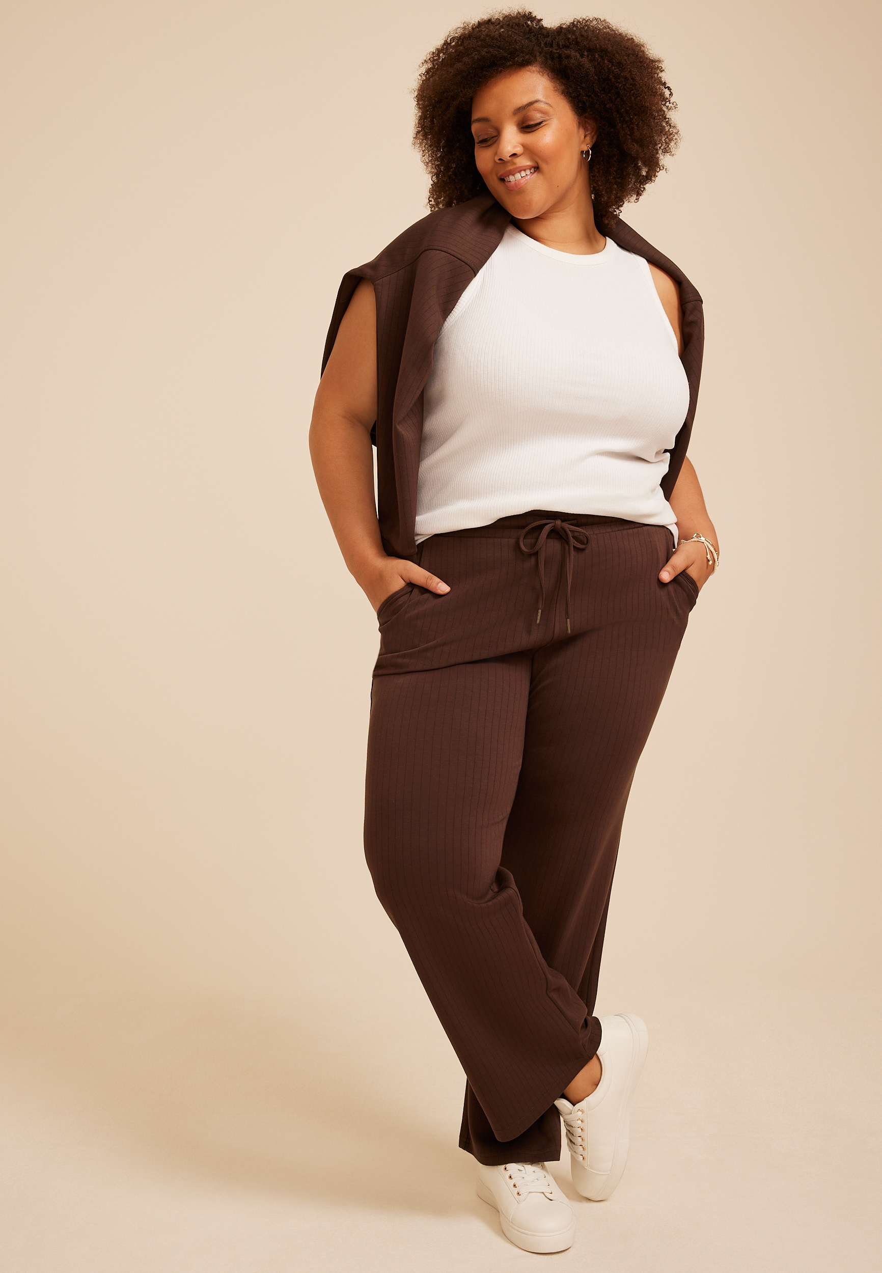 Plus High Rise Drop Needle Cloud Scuba Wide Leg Pant