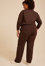 Plus Size High Rise Drop Needle Cloud Scuba Wide Leg Pant, COFFEE BEAN, small