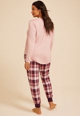 Plus Size Spooky Season Long Sleeve Top And Jogger Pajama Set, C6942, small