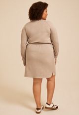 Plus Size Heathered Cloud Scuba Knit Tie Waist Dress, SATELITE, small