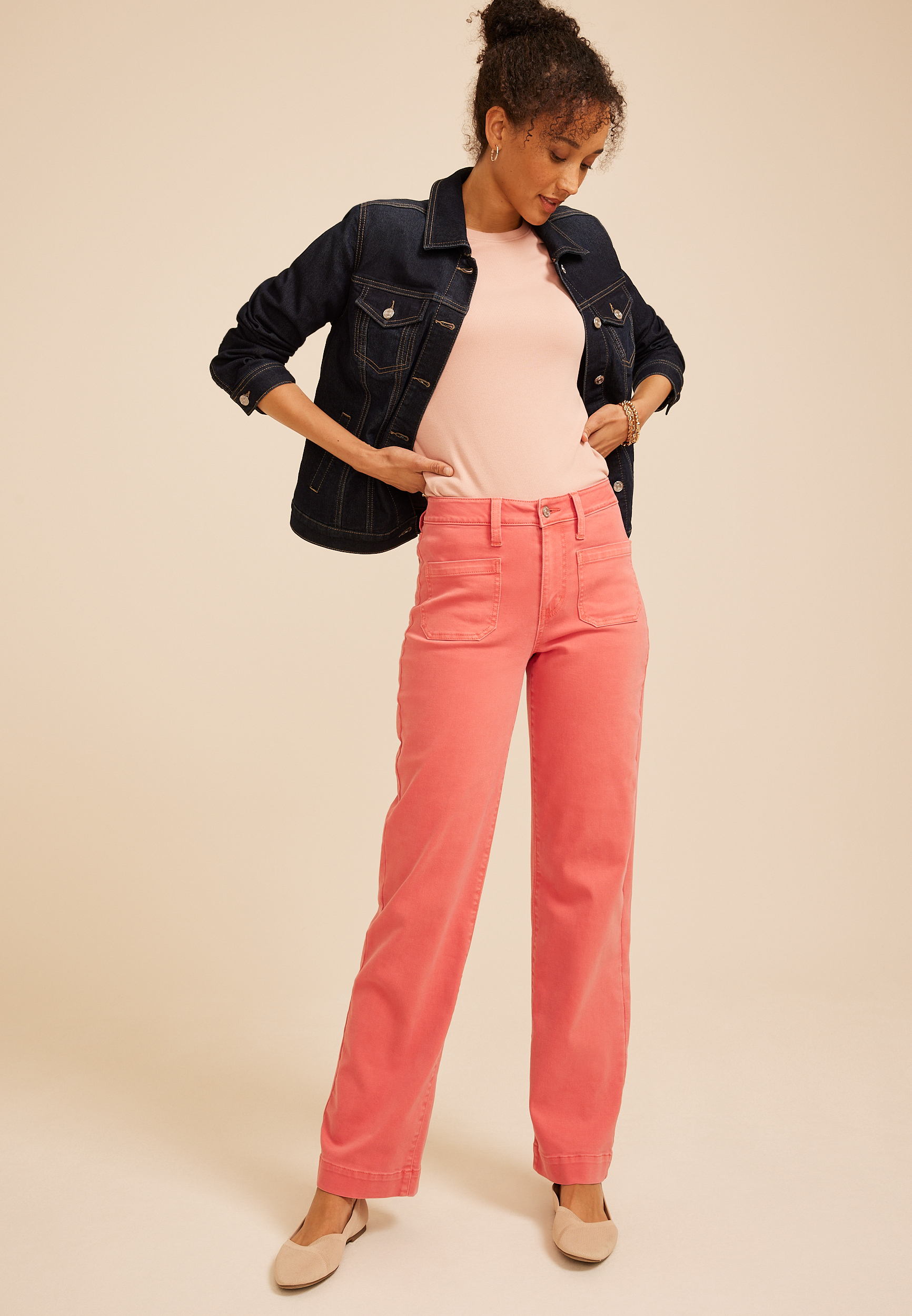 m jeans by maurices&trade; High Rise Patch Pocket Wide Leg Jean, C9019, large