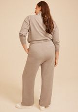 Plus Size Heathered Pintuck Cloud Scuba Knit Wide Leg Pant, SATELITE, small