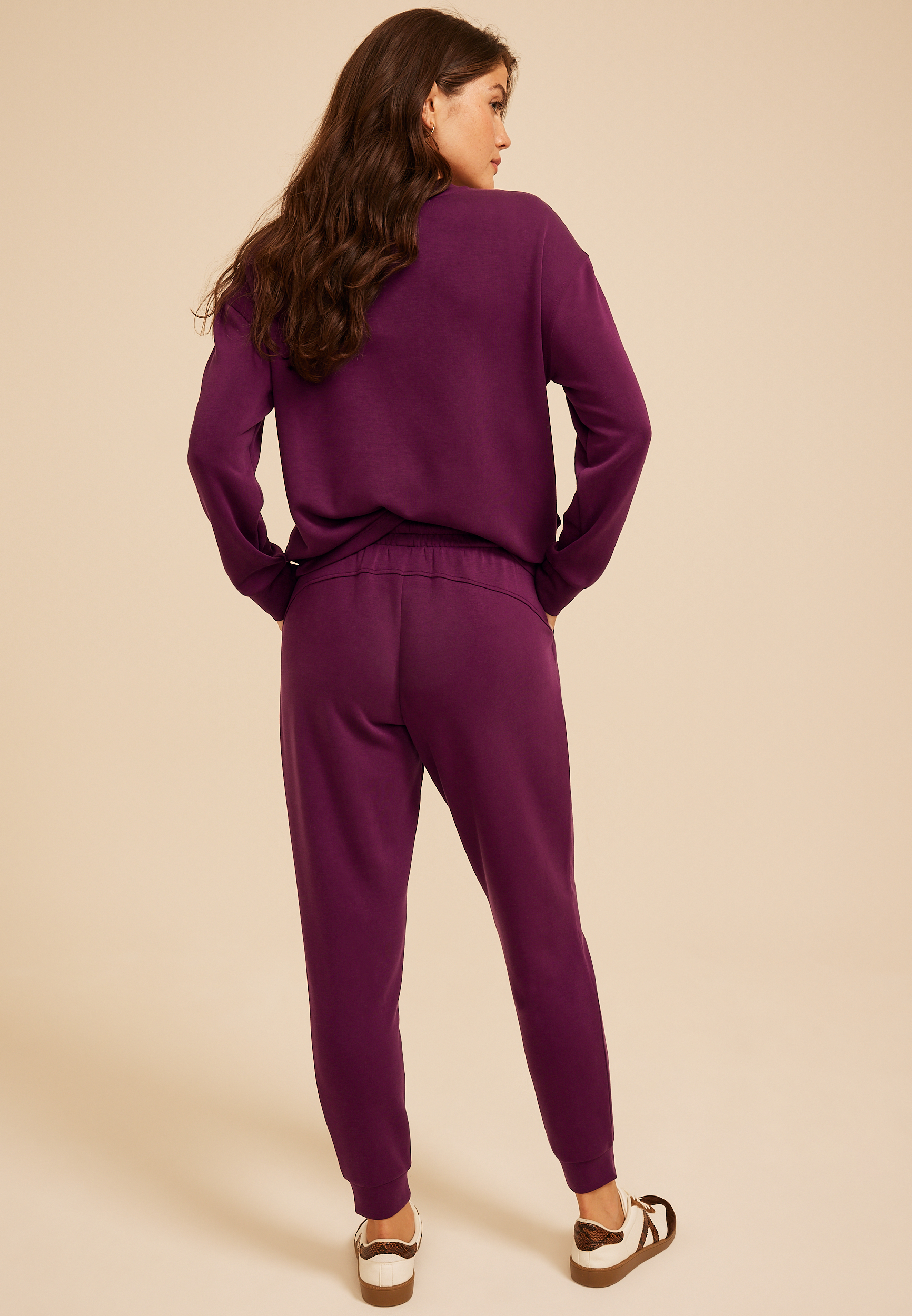 Pintuck High Rise Cloud Scuba Jogger, POTENT PURPLE, large