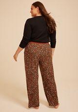 Plus Size Leopard Print Wide Leg Pajama Pant, C6315, small