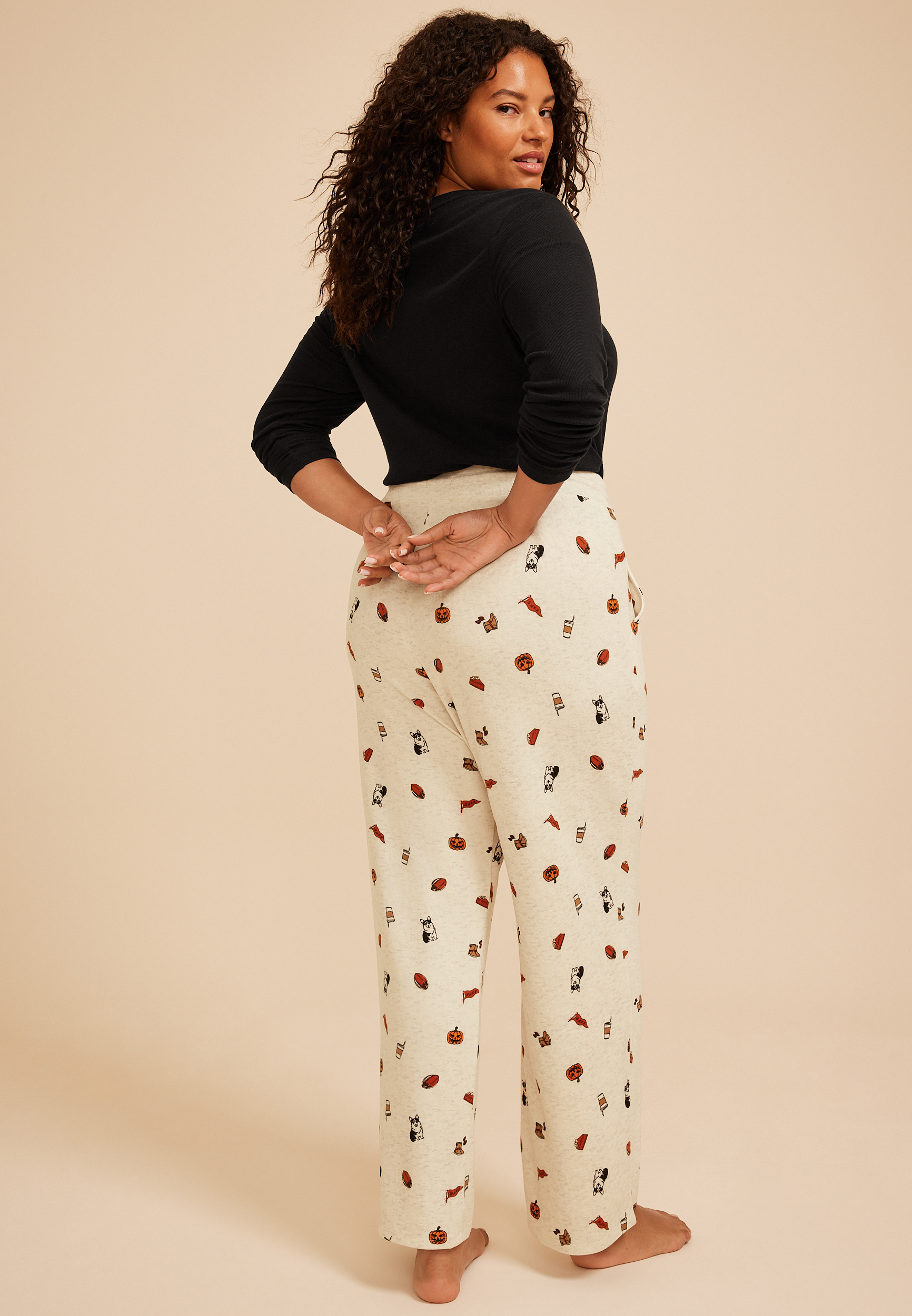 Plus Size Fall Icons Wide Leg Pajama Pant, C2823, large