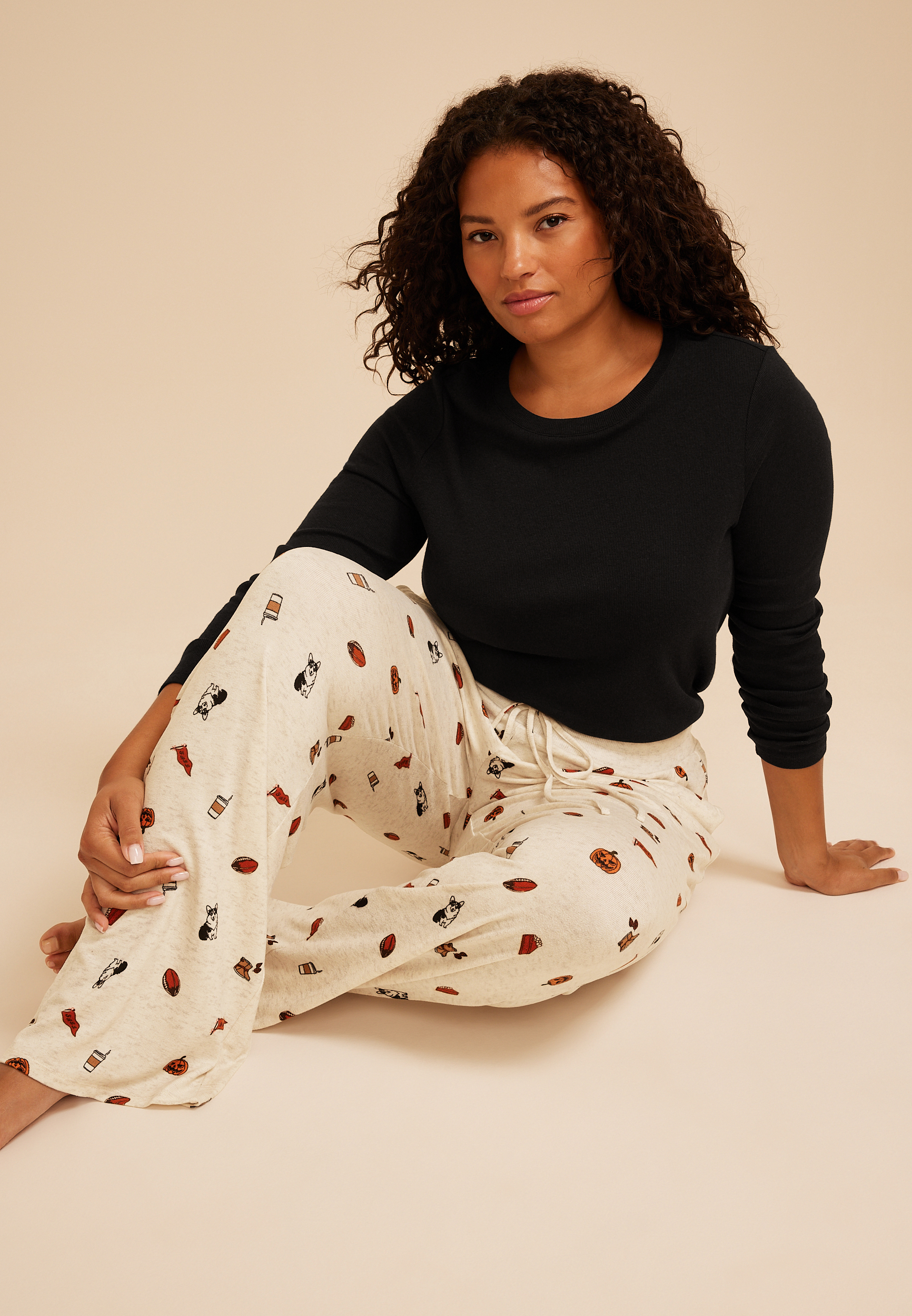 Plus Size Fall Icons Wide Leg Pajama Pant, C2823, large