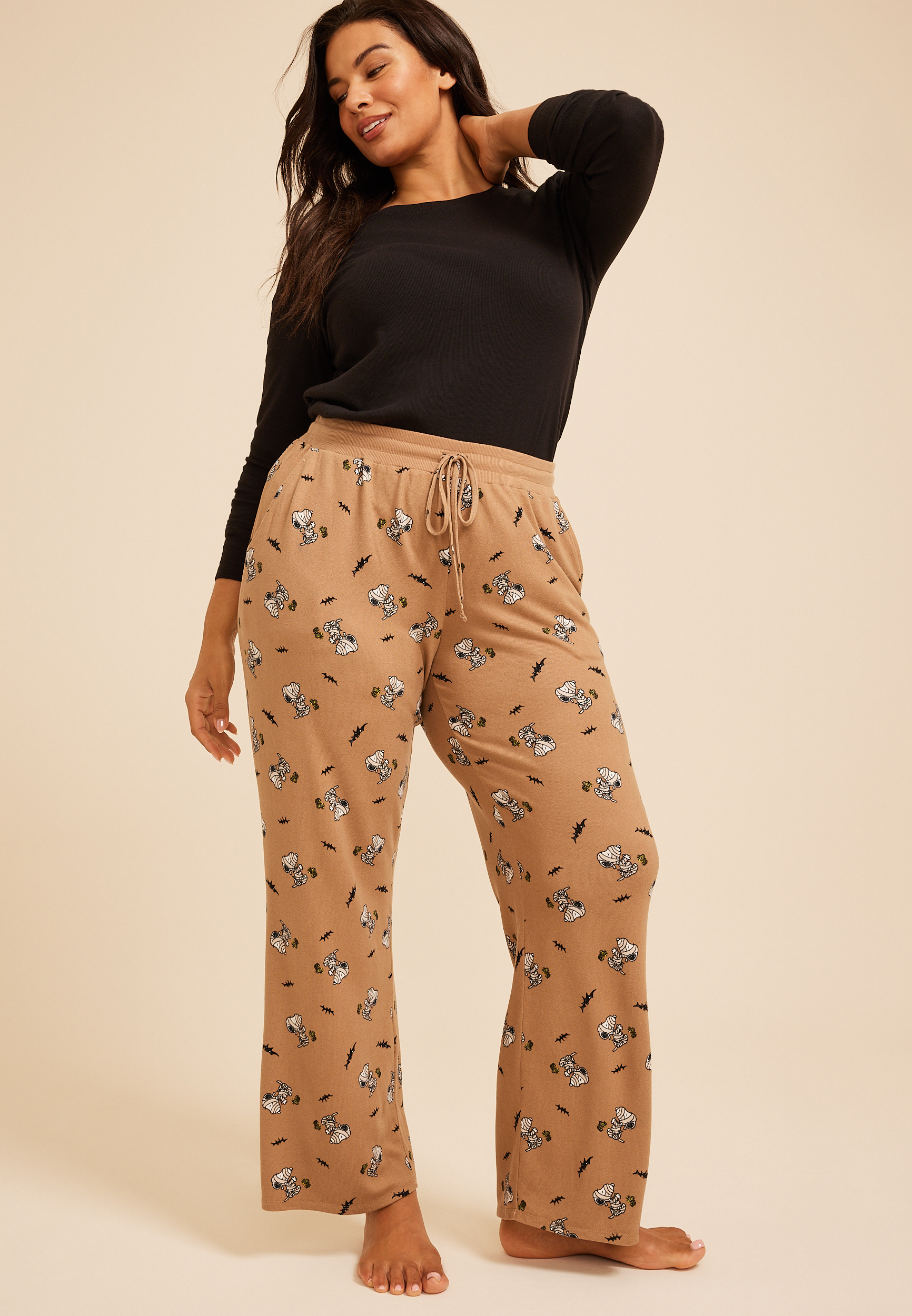 Plus Size Snoopy Halloween Wide Leg Pajama Pant, C5899, large