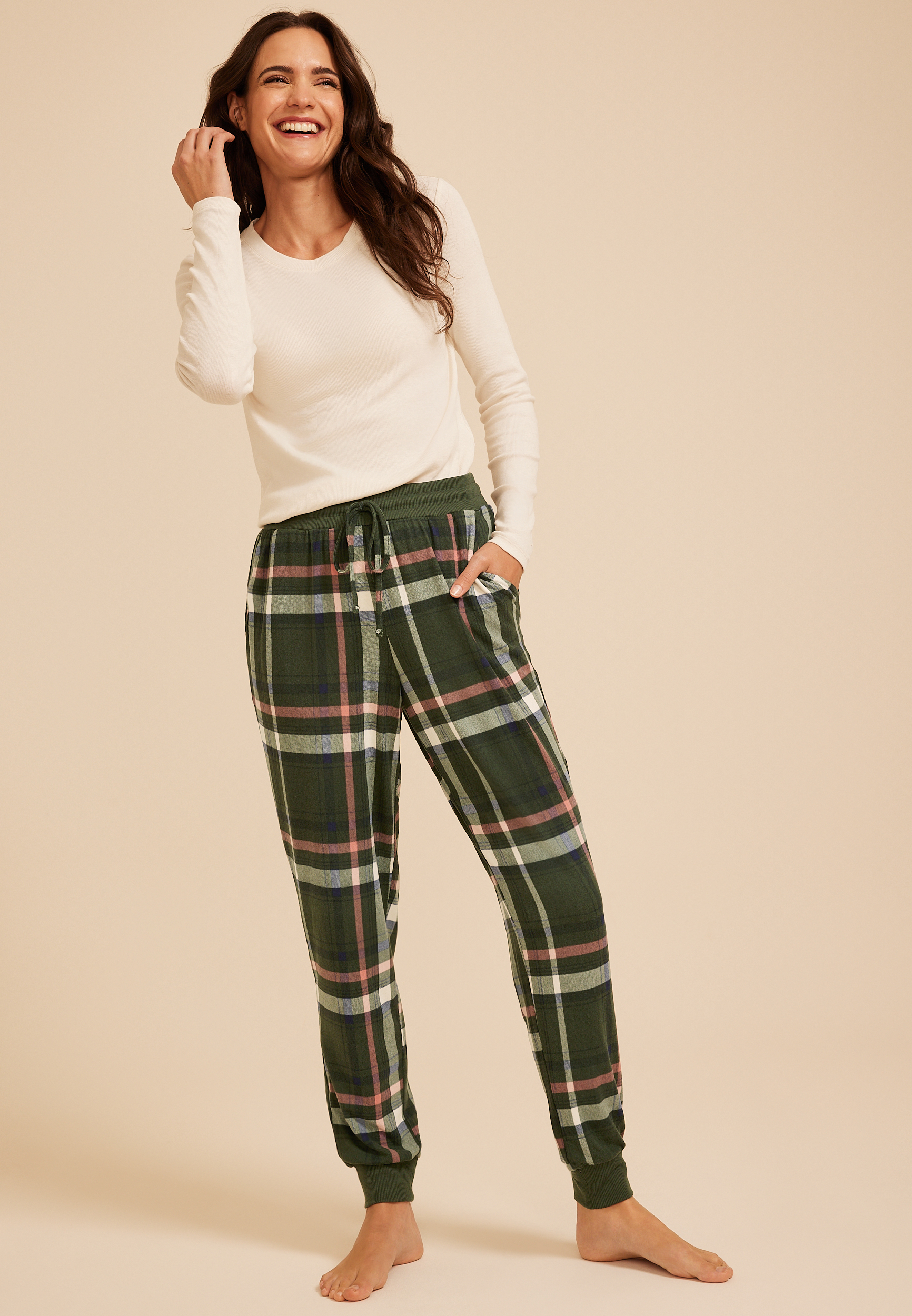 Plaid Hacci Jogger Pajama Pant