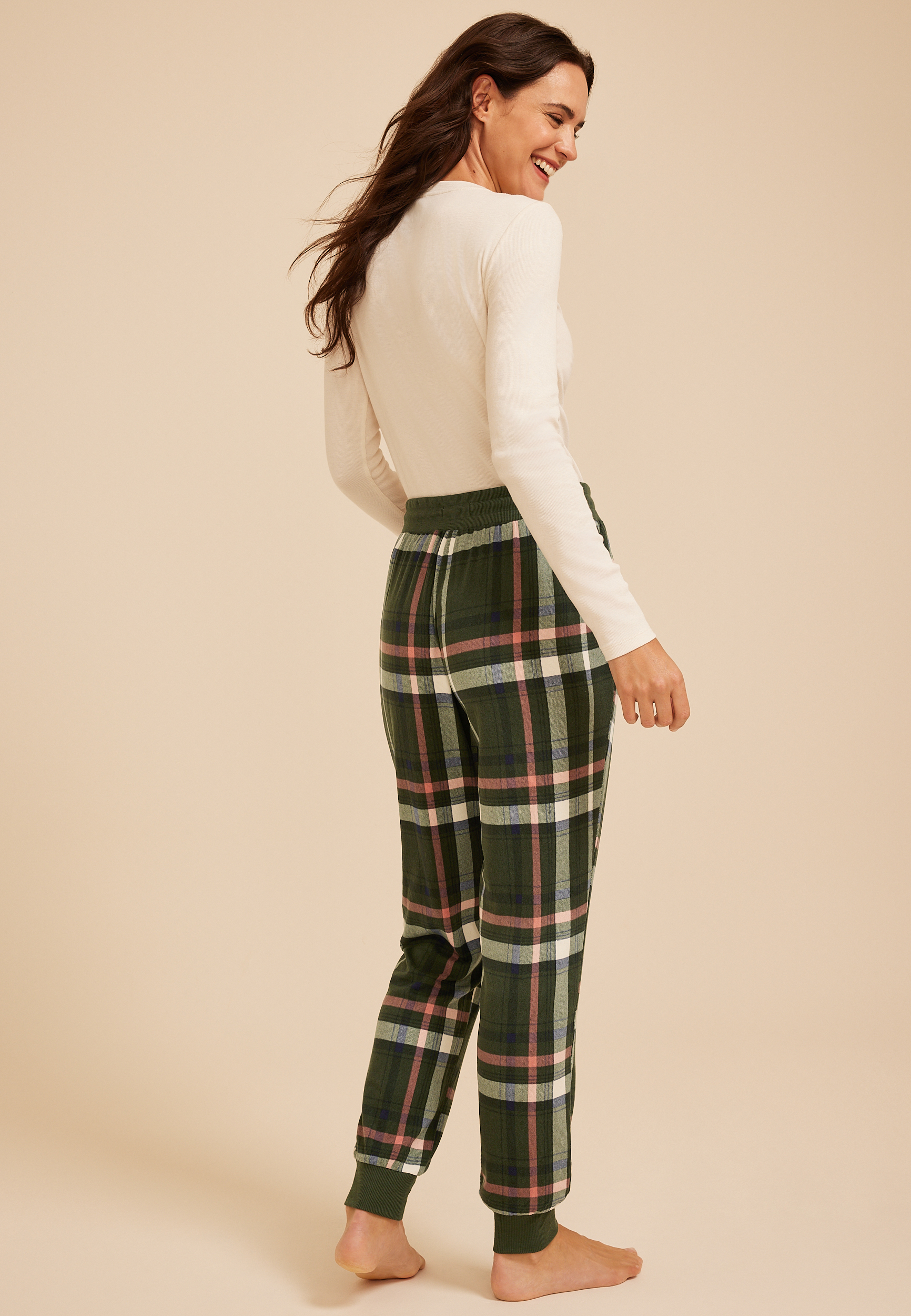 Plaid Hacci Jogger Pajama Pant, C1322, large