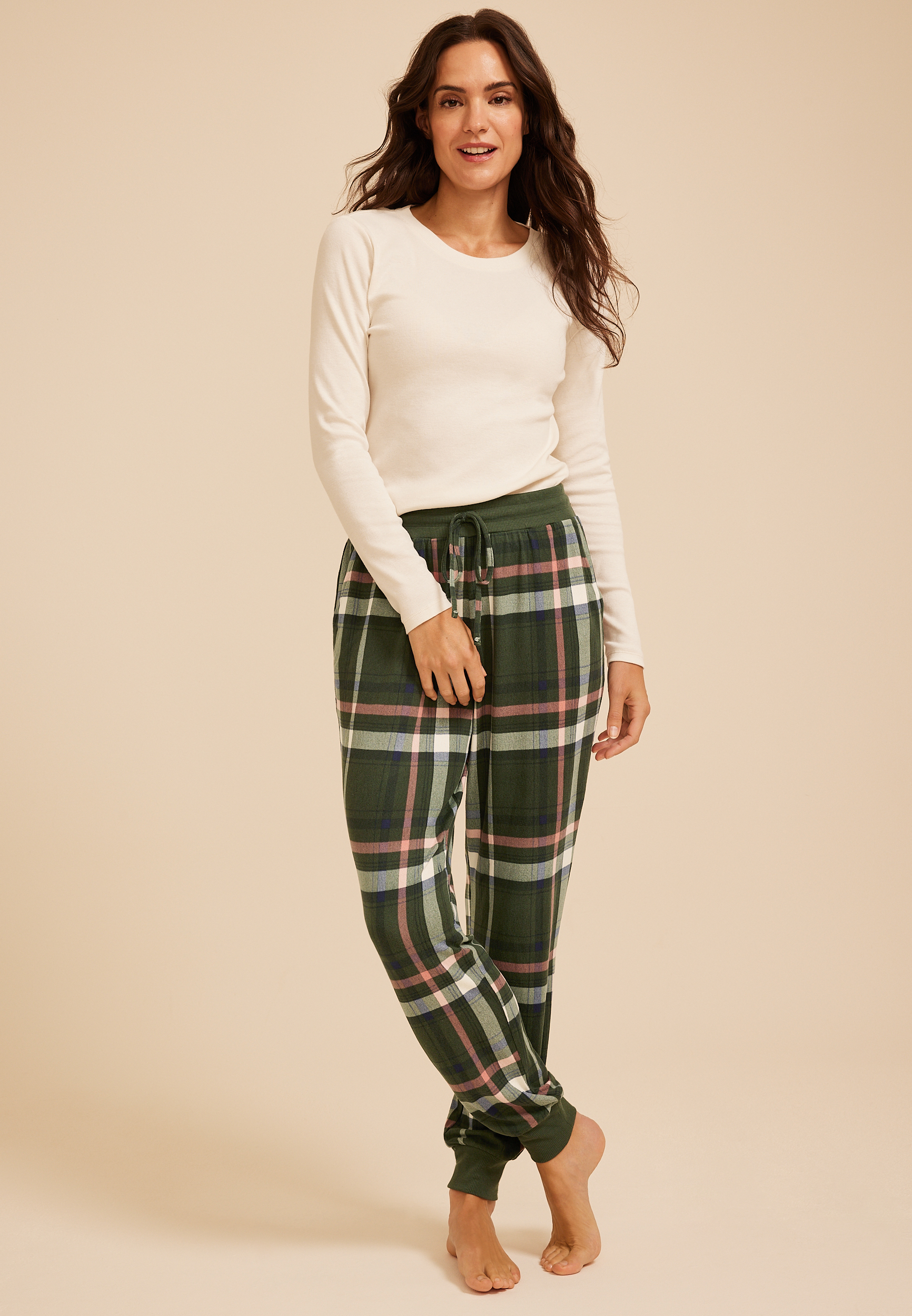 Plaid Hacci Jogger Pajama Pant, C1322, large