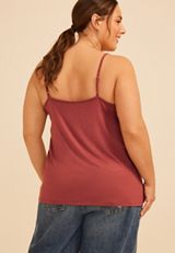 Plus Size Crochet Trim V Neck Cami Tank Top, C8065, small