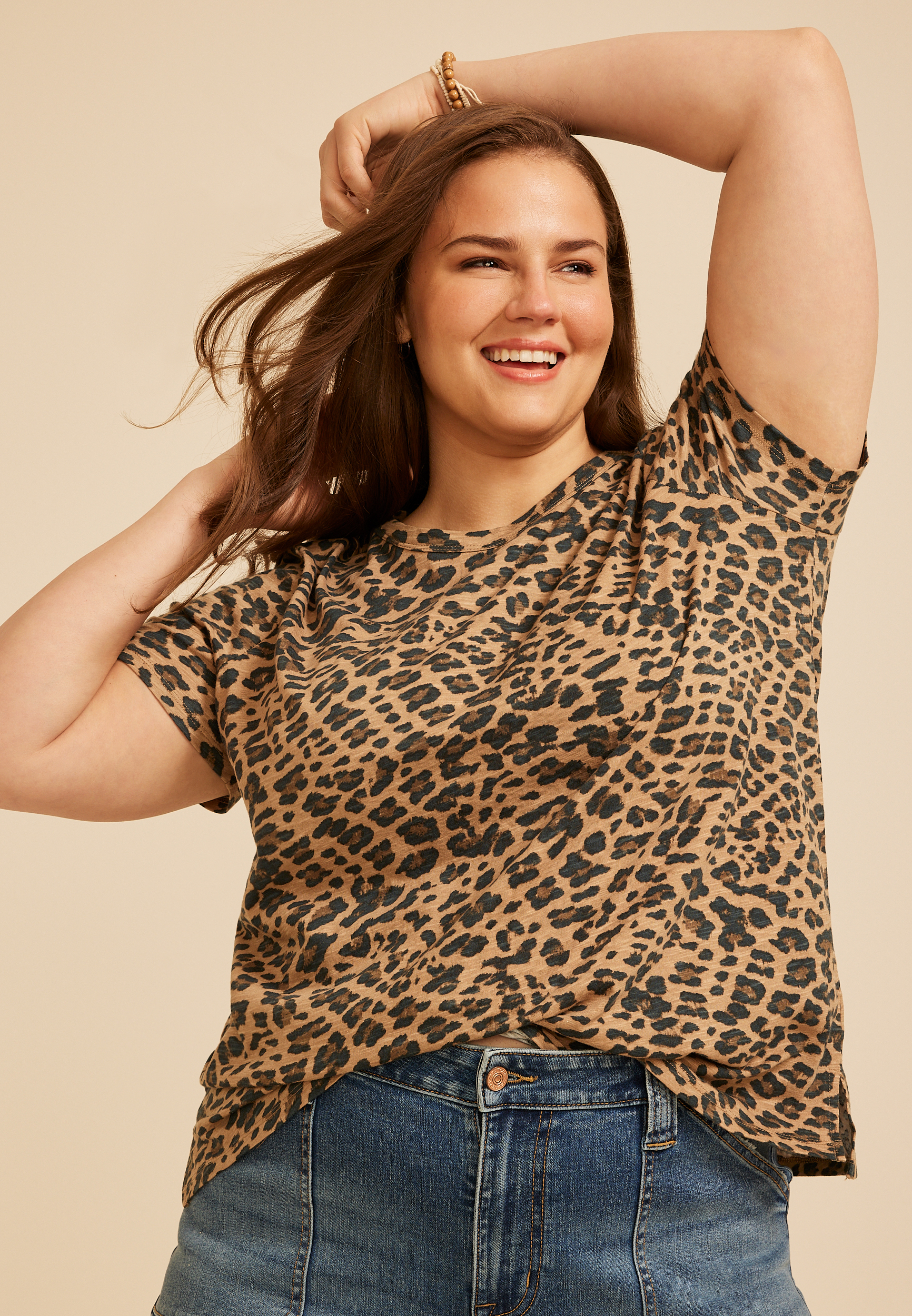 Plus Size 24/7 Dawson Animal Crew Neck Tee, C5296, large