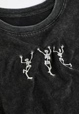 Dancing Skeleton Oversized Fit Graphic Tee, C106, small