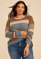 Plus Size Textured Block Stripe Sweater, C343, small
