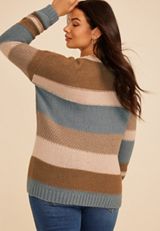 Plus Size Textured Block Stripe Sweater, C343, small