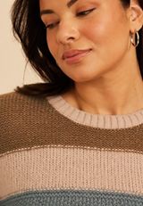 Plus Size Textured Block Stripe Sweater, C343, small
