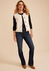 Speckled Button Front Sweater Vest, C7619, small
