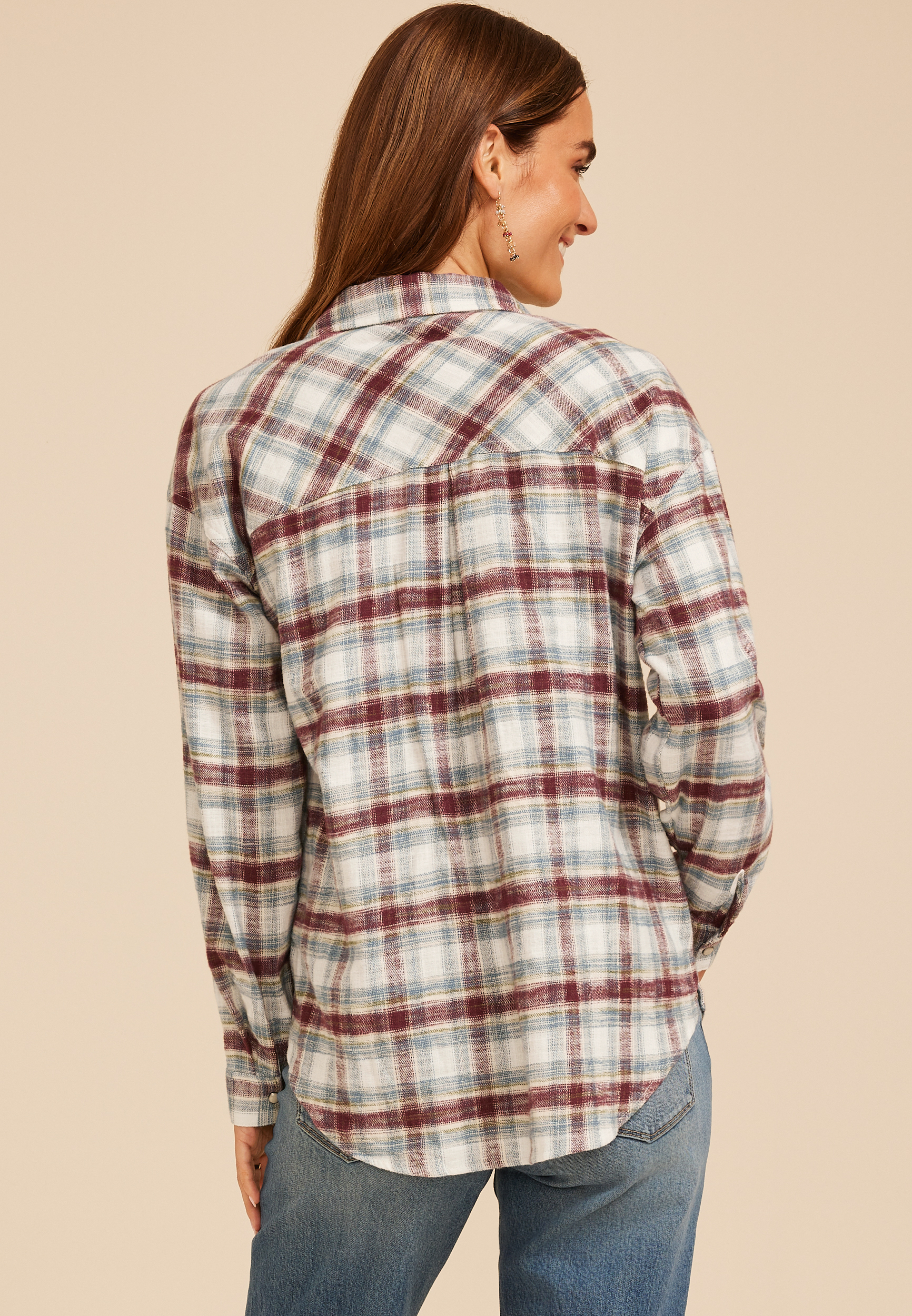 Cabin Plaid Button Down Shirt, C5032, large