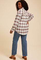 Plus Size Classic Plaid Button Down Shirt, C5032, small