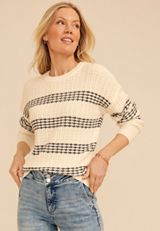 Textured Quad Stripe Sweater, C1769, small