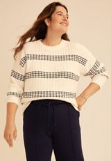 Plus Size Textured Quad Stripe Sweater, C1769, small