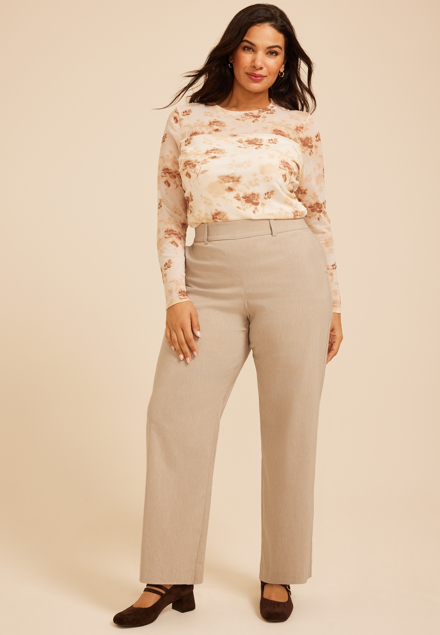 Plus Size High Rise Bengaline Wide Leg Pant