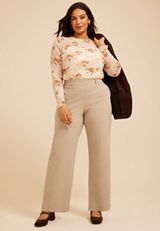 Plus Size High Rise Bengaline Wide Leg Pant, C5609, small