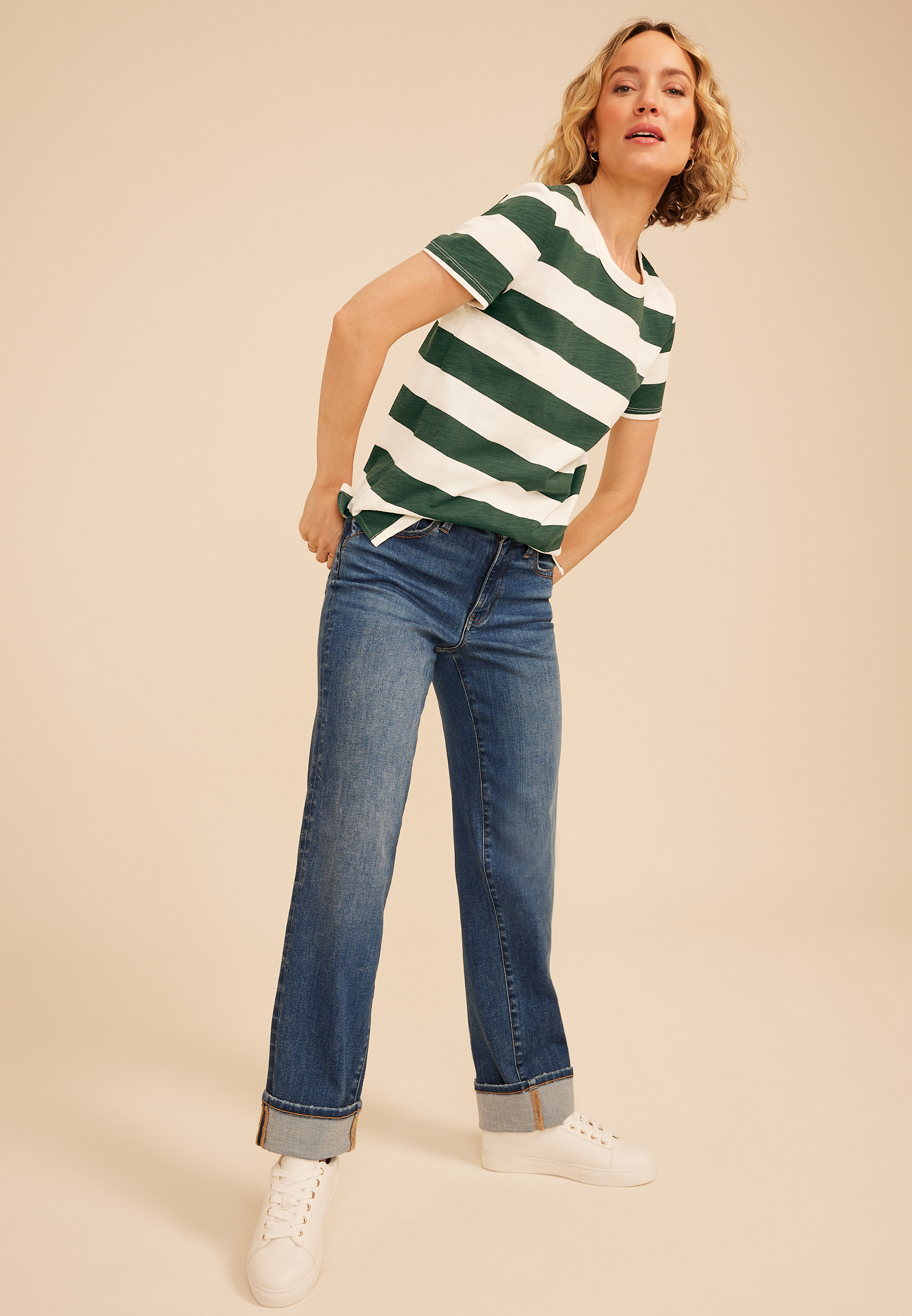 24/7 Dawson Stripe Crew Neck Tee, C5273, large
