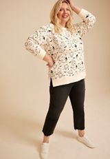 Plus Size Willowsoft Halloween Ghost Print Sweatshirt, C1939, small