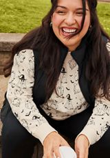Plus Size Willowsoft Halloween Ghost Print Sweatshirt, C1939, small