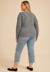 Plus Size Waffle Stitch V Neck Sweater, C3042, small