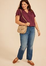 Plus Size Flutter Sleeve Blouse, C7923, small