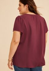 Plus Size Flutter Sleeve Blouse, C7923, small