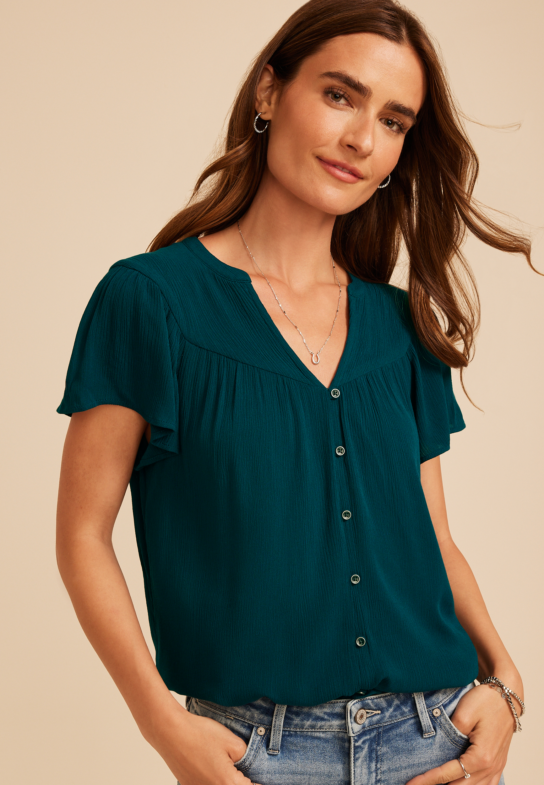 Flutter Sleeve Blouse, C3784, large
