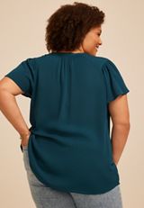 Plus Size Flutter Sleeve Blouse, C3784, small