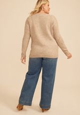Plus Size Floral Applique Crew Neck Sweater, C3448, small