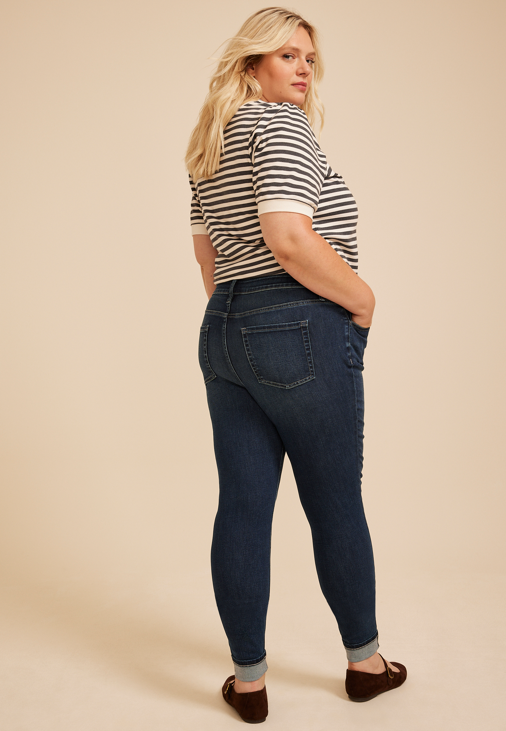 Plus Size m jeans by maurices™ Cool Comfort High Rise Cuffed Hem Jegging, C258, large