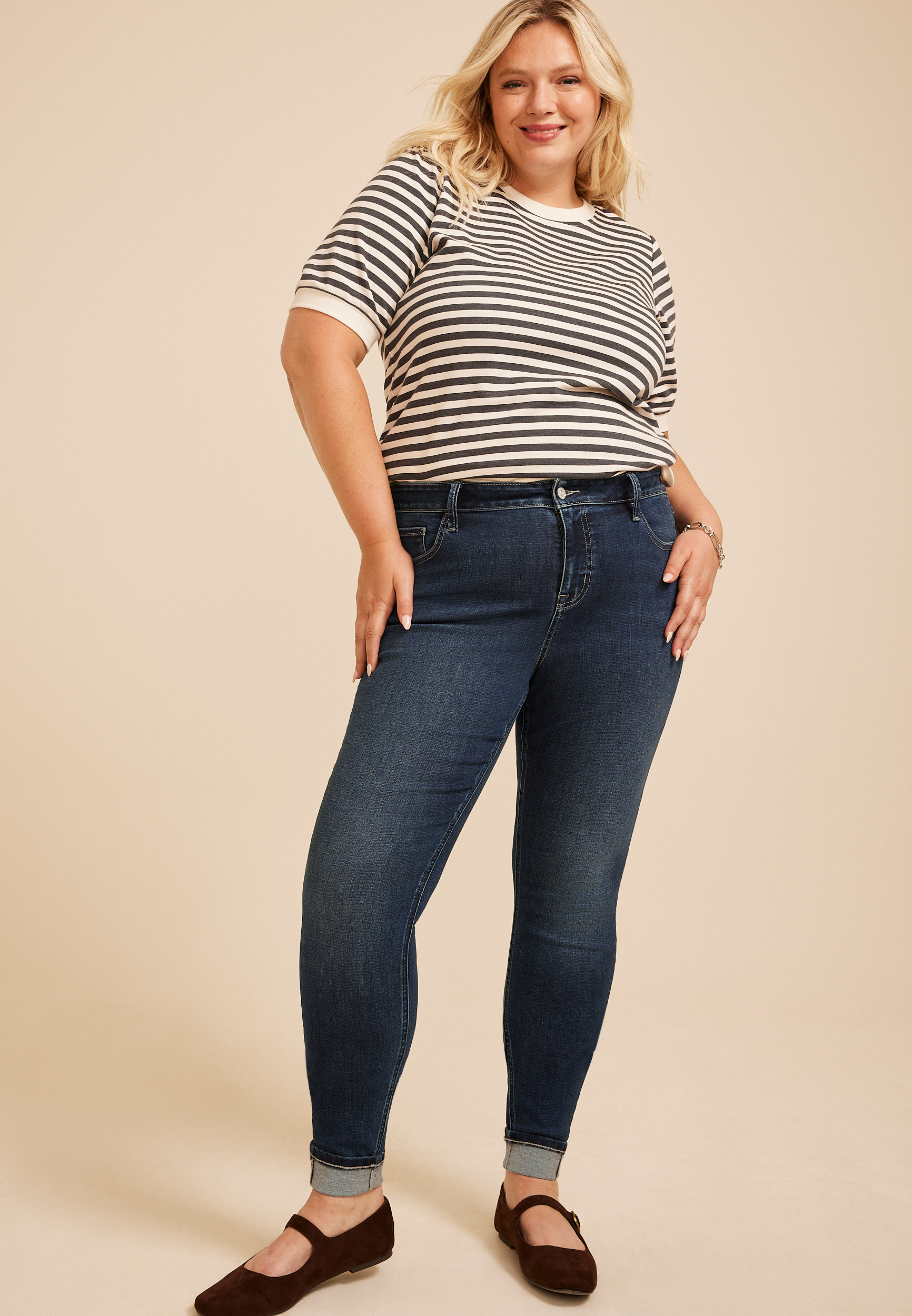 Plus Size m jeans by maurices™ Cool Comfort High Rise Cuffed Hem Jegging, C258, large