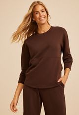 Drop Needle Cloud Scuba Knit Crew Neck Sweatshirt, COFFEE BEAN, small