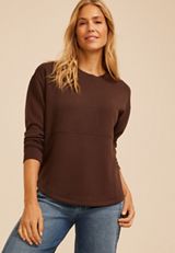 Drop Needle Cloud Scuba Knit Crew Neck Sweatshirt, COFFEE BEAN, small