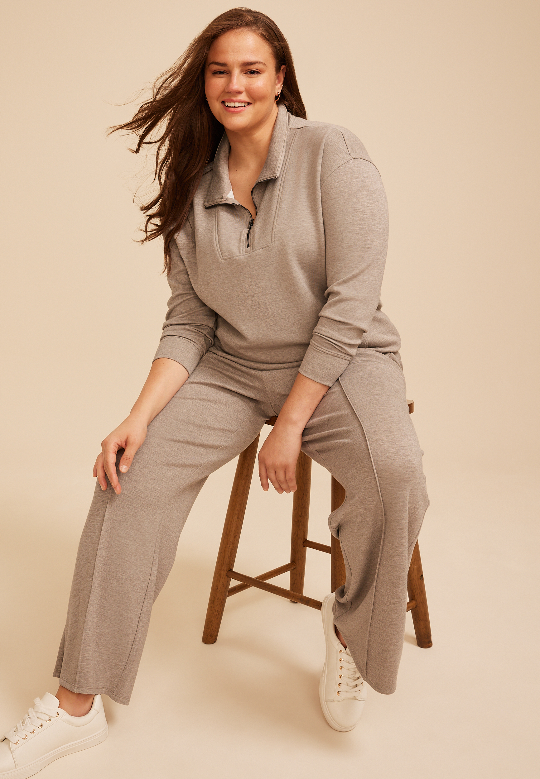 Plus Size Cloud Scuba Knit Half Zip Sweatshirt