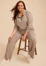 Plus Size Cloud Scuba Knit Half Zip Sweatshirt, C7352, small