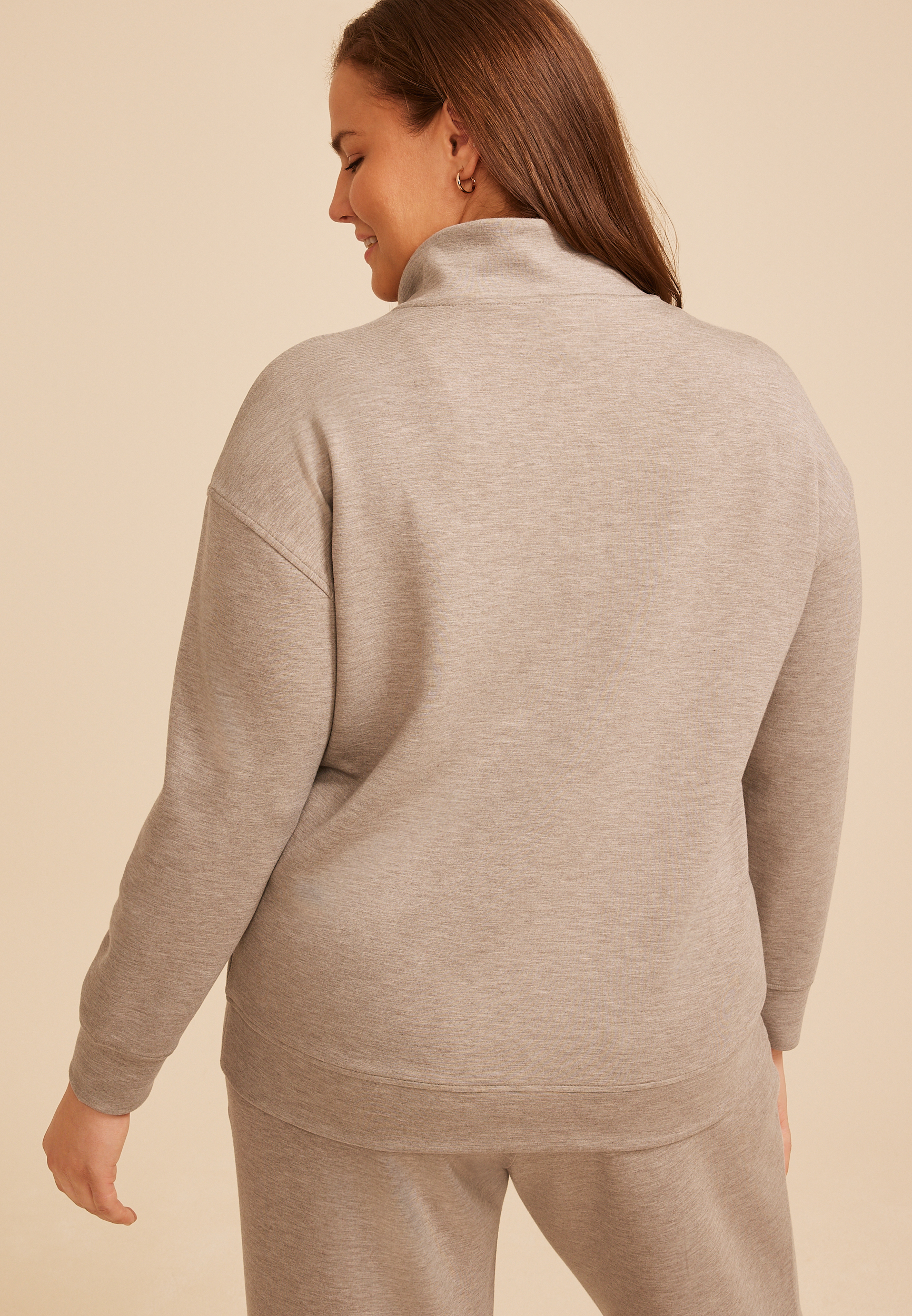 Plus Size Cloud Scuba Knit Half Zip Sweatshirt, C7352, large